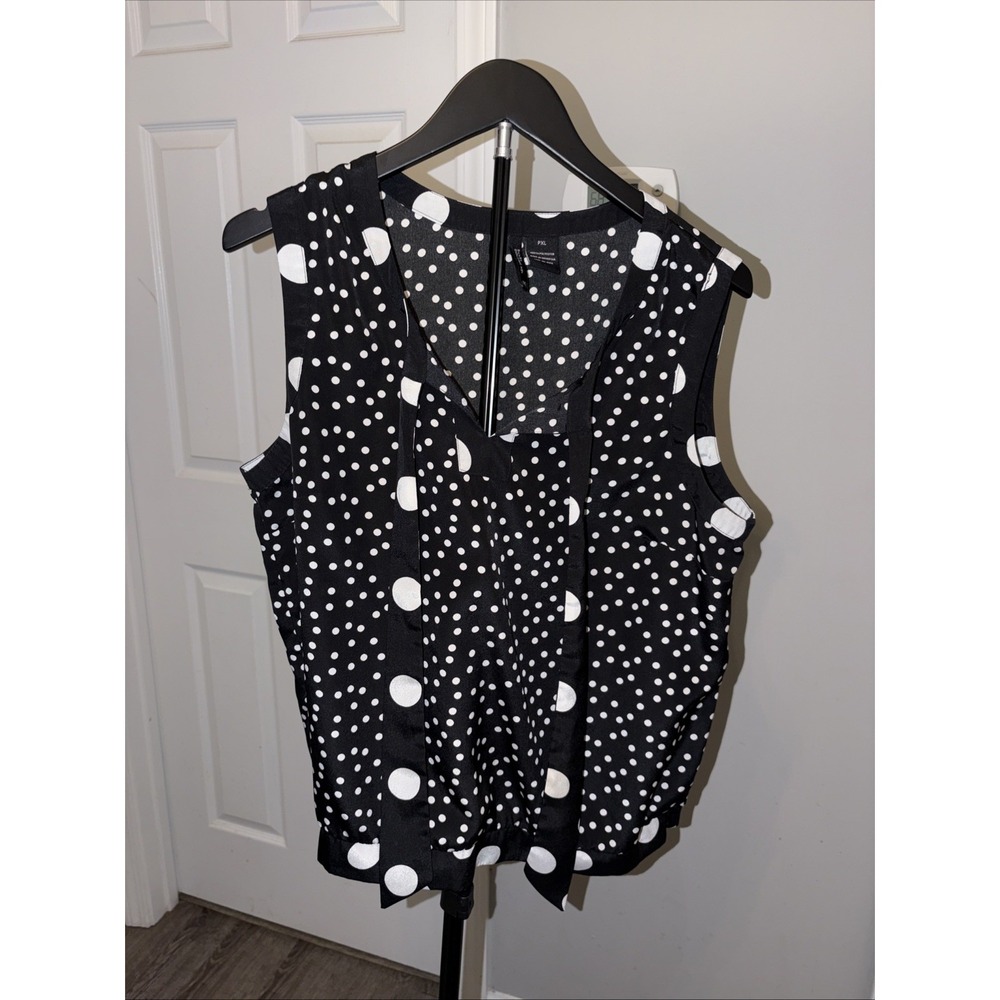 New Directions Petite Sleeveless Neck-Tie Polka Dot Top PXL  Whimsical Retro EUC